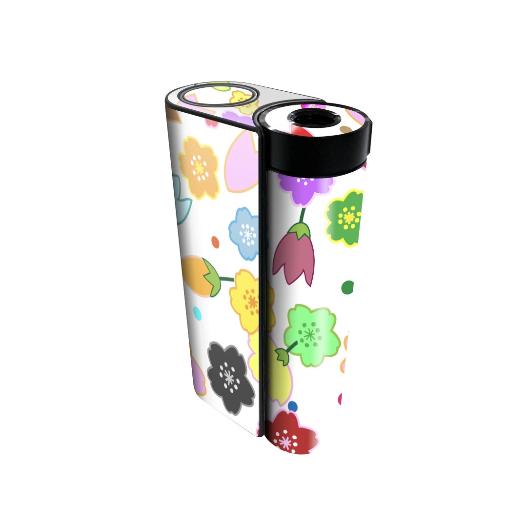 glo hyper x2 専用 デザインスキンシール 全面 フルセット カバー ケース 保護 グロー グロウ ステッカー デコ アクセサリー 電子たばこ 015453 桜　カラフル　植物