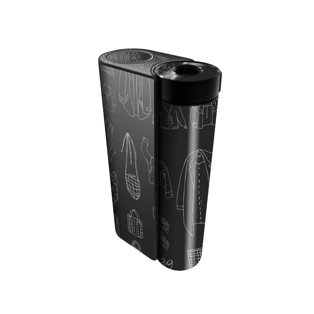 glo hyper x2 専用 デザインスキンシール 全面 フルセット カバー ケース 保護 グロー グロウ ステッカー デコ アクセサリー 電子たばこ 015572 服　モノクロ　手書き　絵