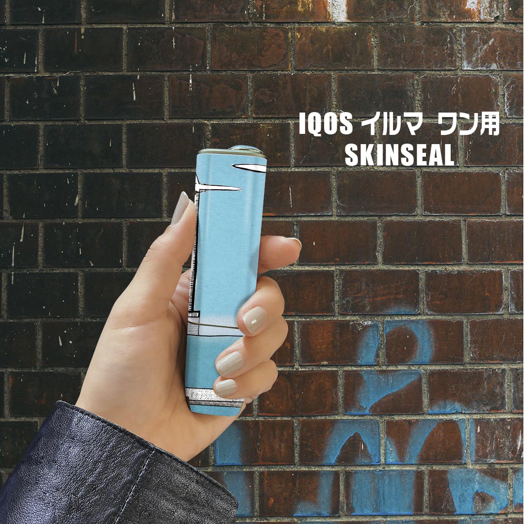 スマコレのIQOS ILUMA ONE 用 デザインスキンシール アイコス イルマ ワン 対応 シール スキンシール フル アクセサリ 保護シール デコシール 023972 イラスト　風力　海｜アングル2