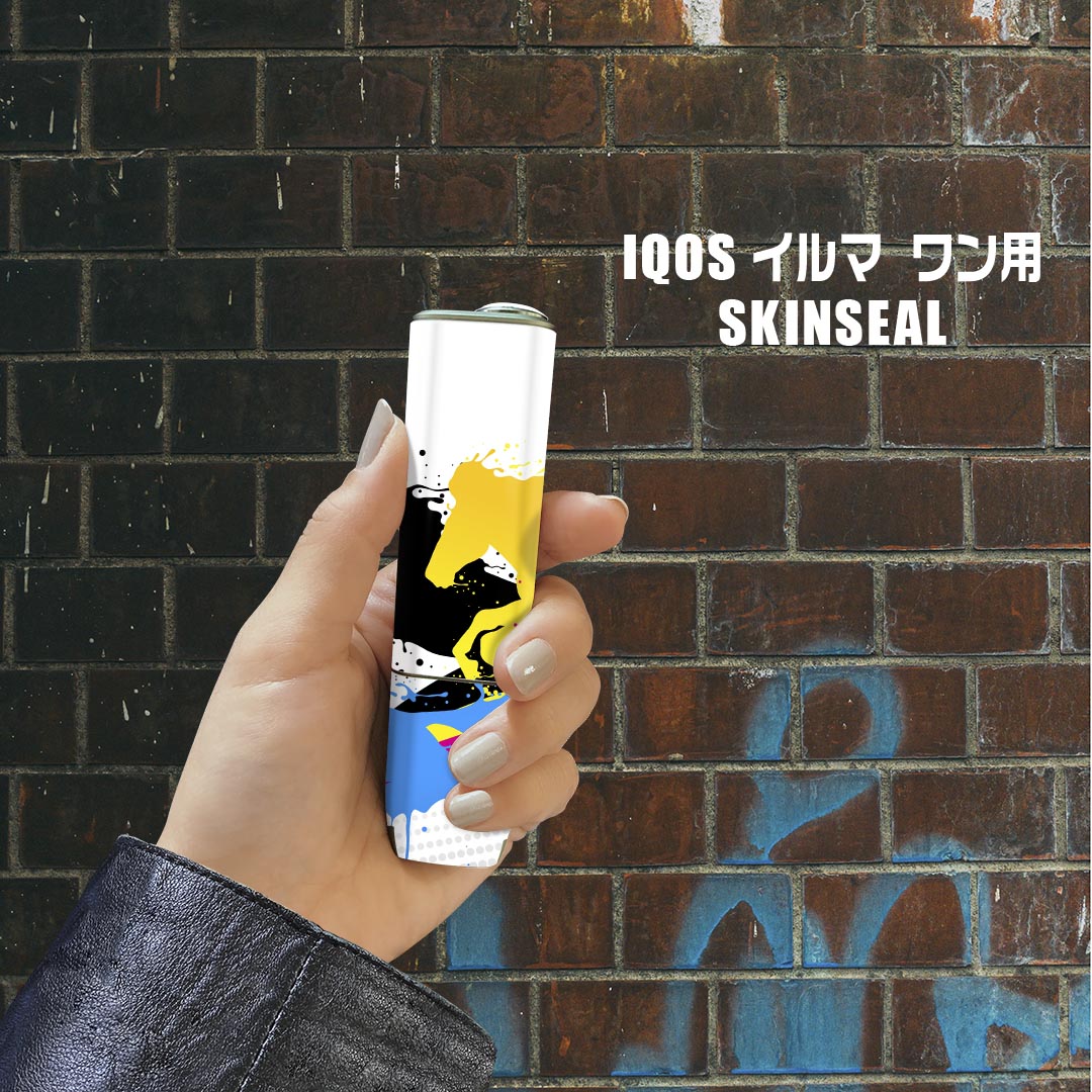 スマコレのIQOS ILUMA ONE 用 デザインスキンシール アイコス イルマ ワン 対応 シール スキンシール フル アクセサリ 保護シール デコシール 007573 カラフル　馬　インク　ペンキ｜アングル2