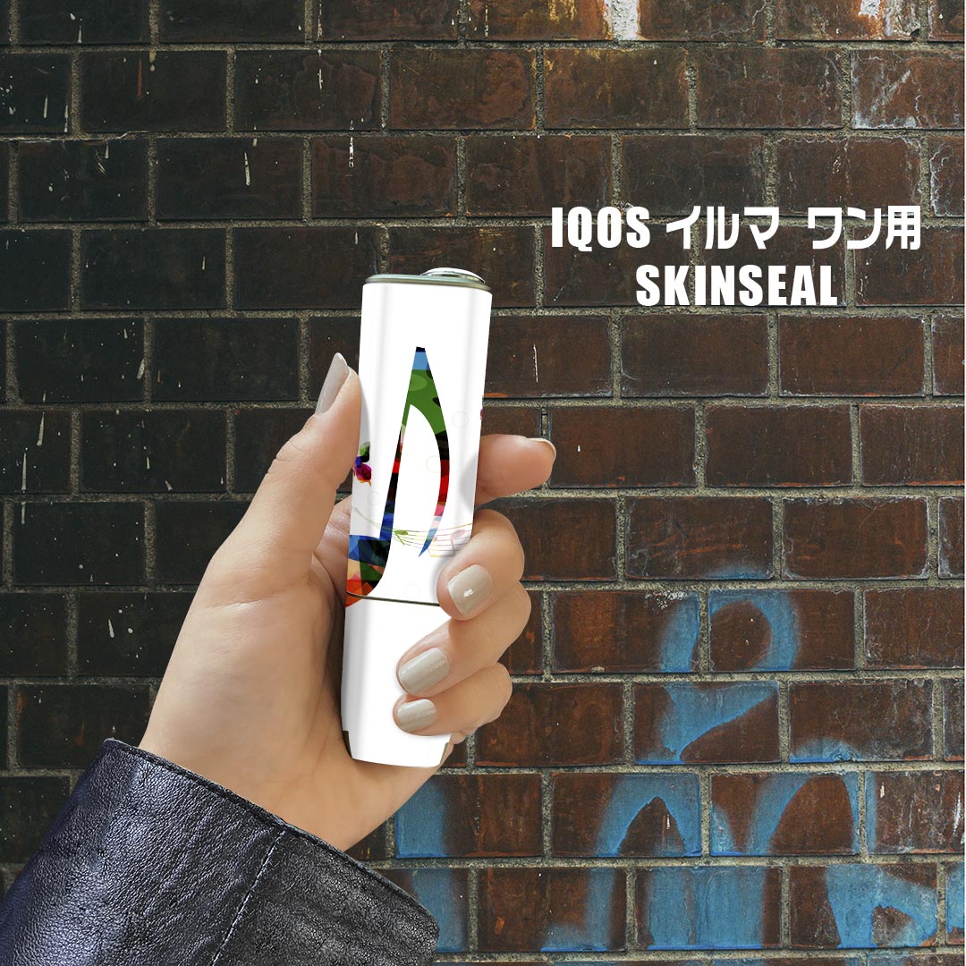 スマコレのIQOS ILUMA ONE 用 デザインスキンシール アイコス イルマ ワン 対応 シール スキンシール フル アクセサリ 保護シール デコシール 015812 音楽　蝶　カラフル｜アングル2