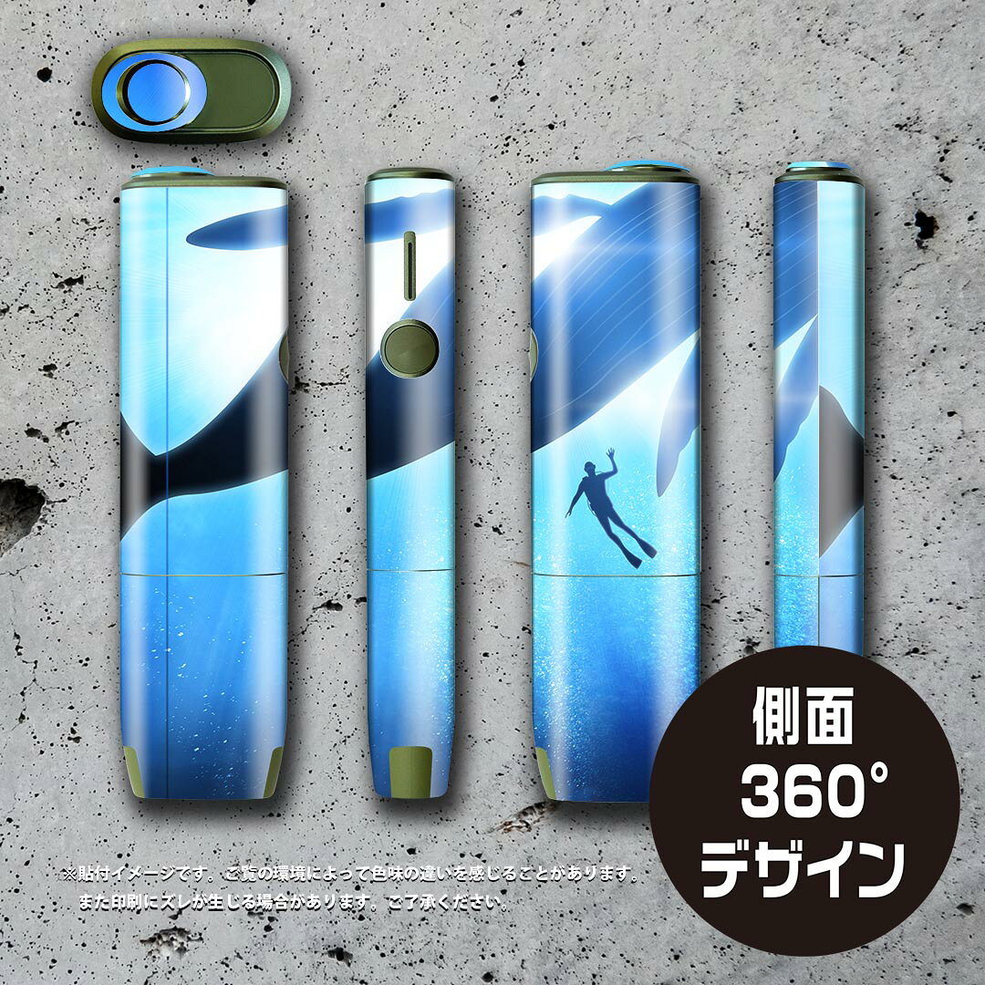 スマコレのIQOS ILUMA ONE 用 デザインスキンシール アイコス イルマ ワン 対応 シール スキンシール フル アクセサリ 保護シール デコシール 012663 クジラ　シルエット　ダイビング｜アングル3