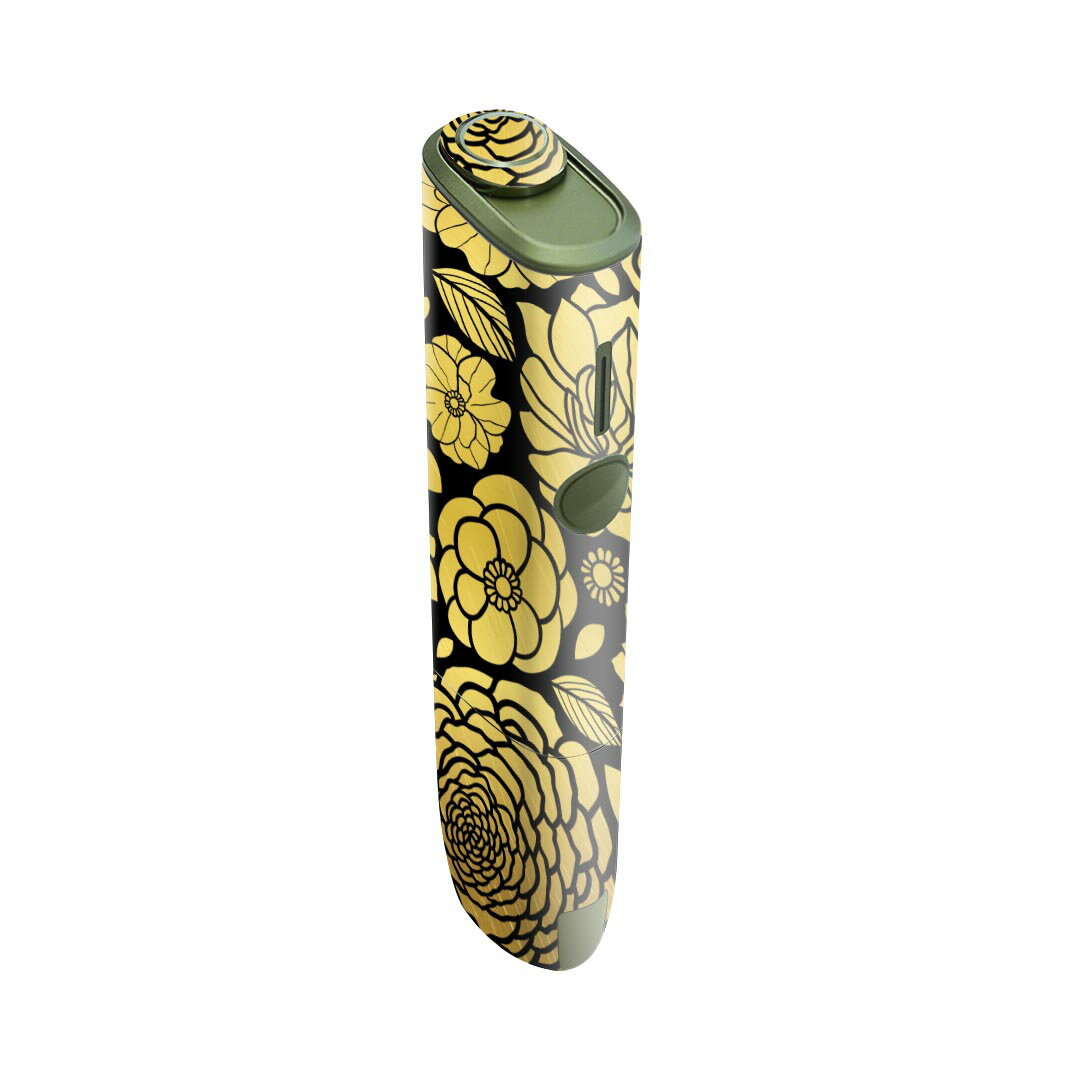 IQOS ILUMA ONE 用 デザインスキンシール アイコス イルマ ワン 対応 シール スキンシール フル アクセサリ 保護シール デコシール 014144 花 ゴールド