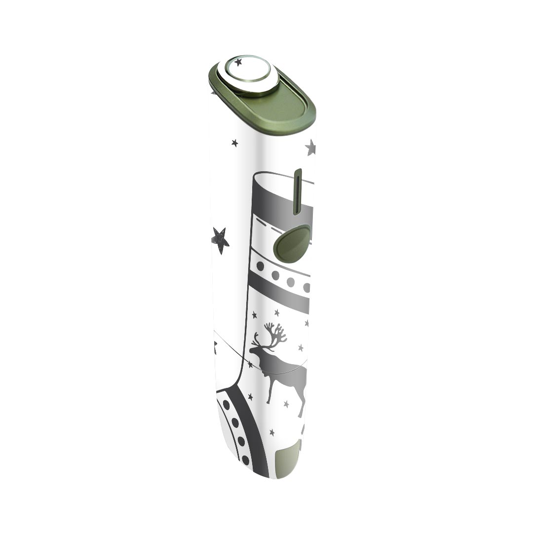 IQOS ILUMA ONE 用 デザインスキンシール アイコス イルマ ワン 対応 シール スキンシール フル アクセサリ 保護シール デコシール 017664 クリスマス 靴下　トナカイ　モノトーン