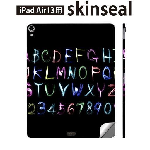 iPad Air13 用 スキンシール アイパッド エア 13インチ 対応 全面スキンシール フル 背面 側面 保護シール 人気 アルファベット カラフル 黒 000026 iPad Air13 用 スキンシール アイパッド エア 13インチ 対応 全面スキンシール フル 背面 側面 保護シール 人気 アルファベット カラフル 黒 000026