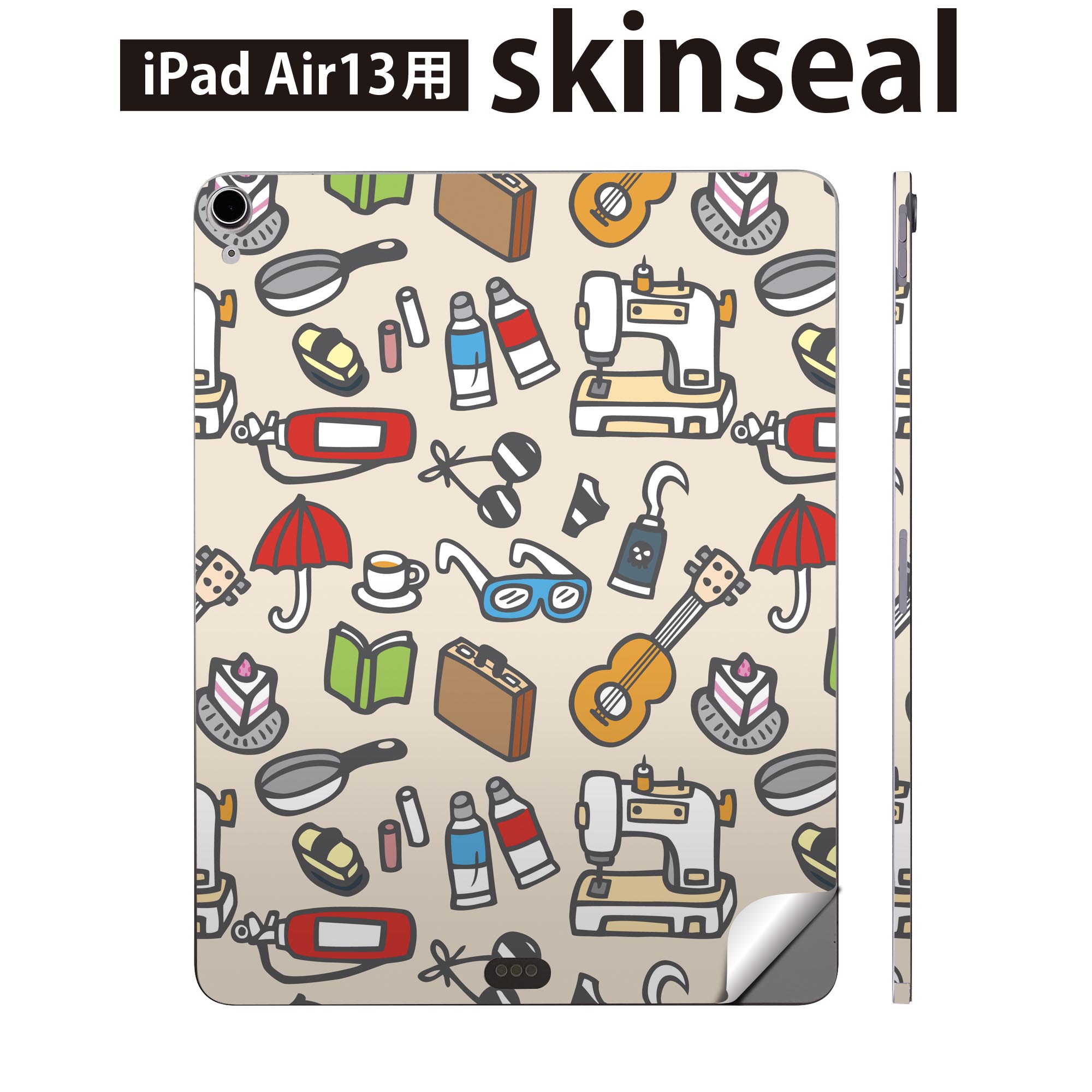 iPad Air13 用 スキンシール アイパッド エア 13インチ 対応 全面スキンシール フル 背面 側面 保護シール 人気 イラスト 000849