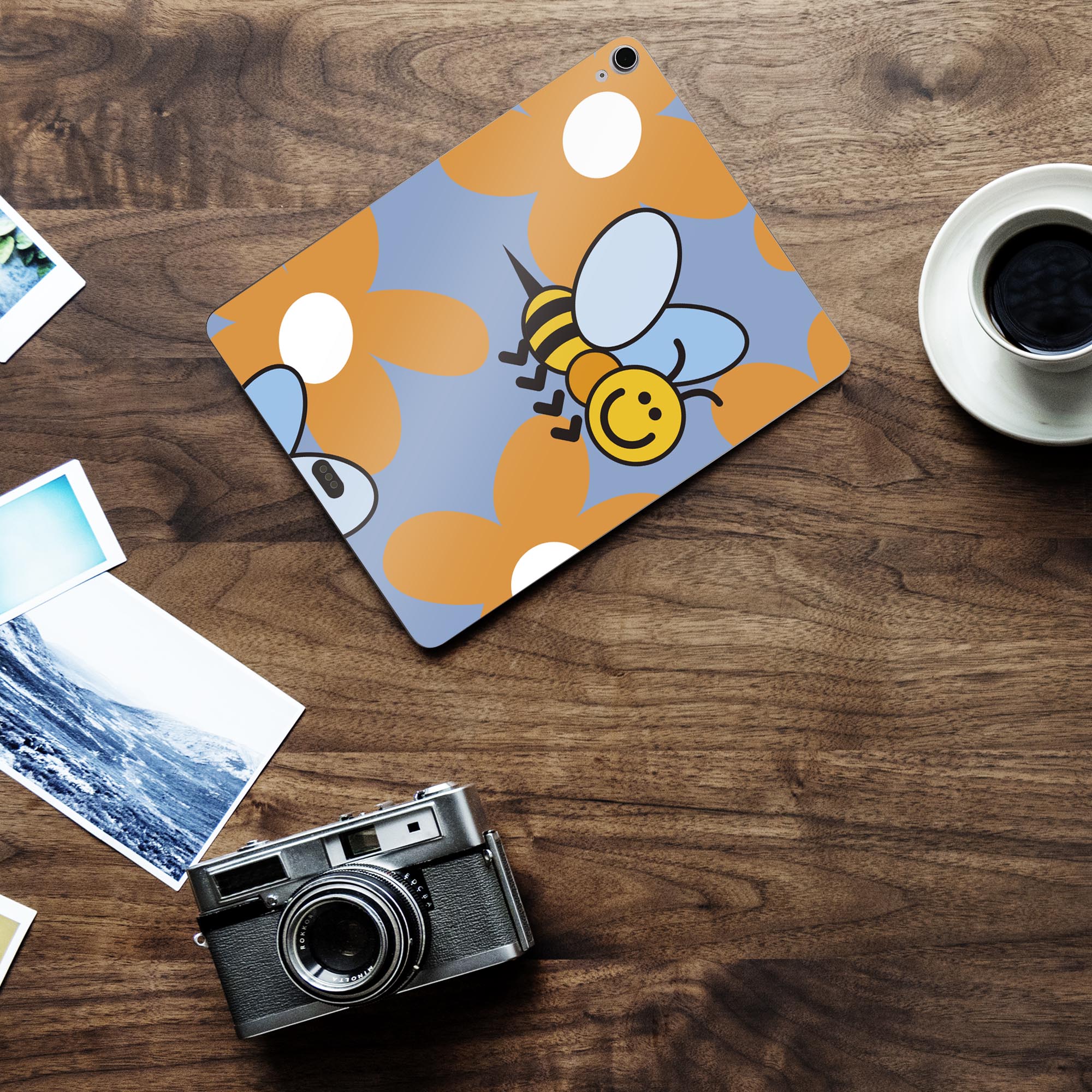 iPad Air13 用 スキンシール アイパッド エア 13インチ 対応 全面スキンシール フル 背面 側面 保護シール 人気 蜂 花 キャラクター 004457