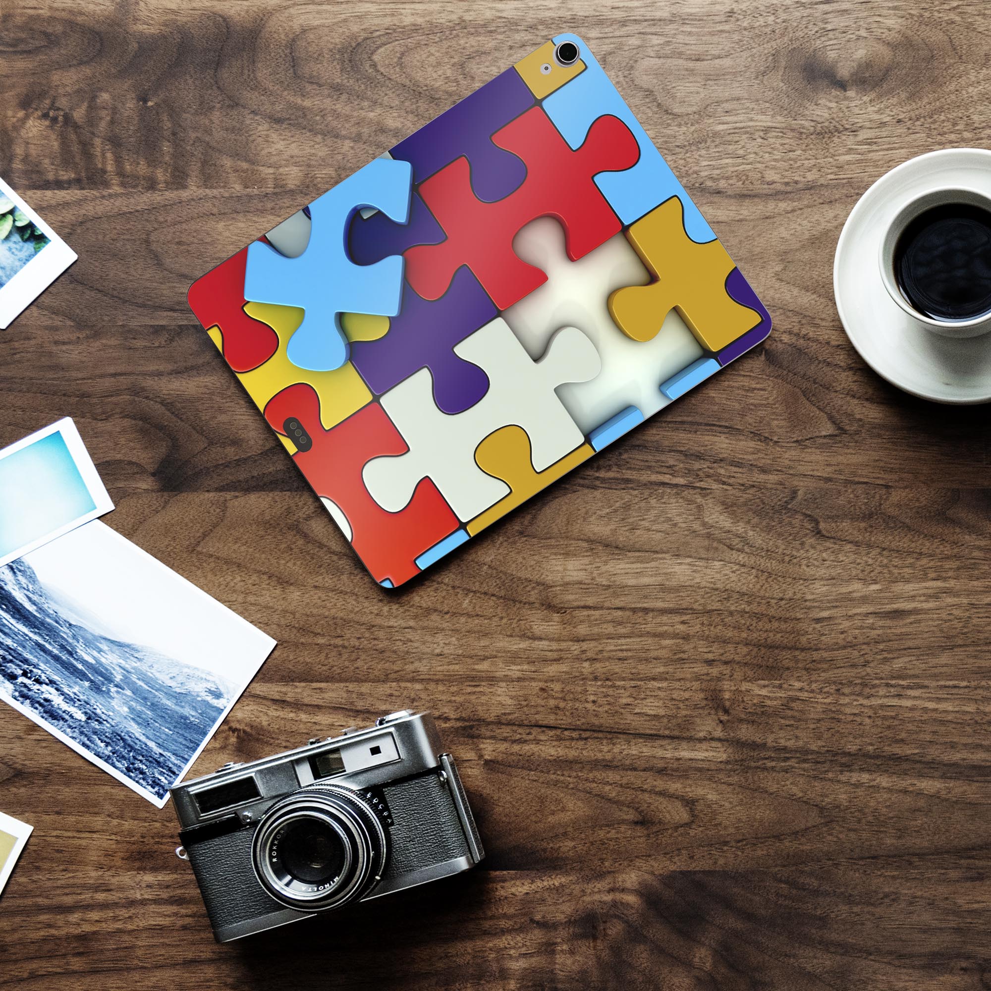 iPad Air13 用 スキンシール アイパッド エア 13インチ 対応 全面スキンシール フル 背面 側面 保護シール 人気 パズル カラフル 006902