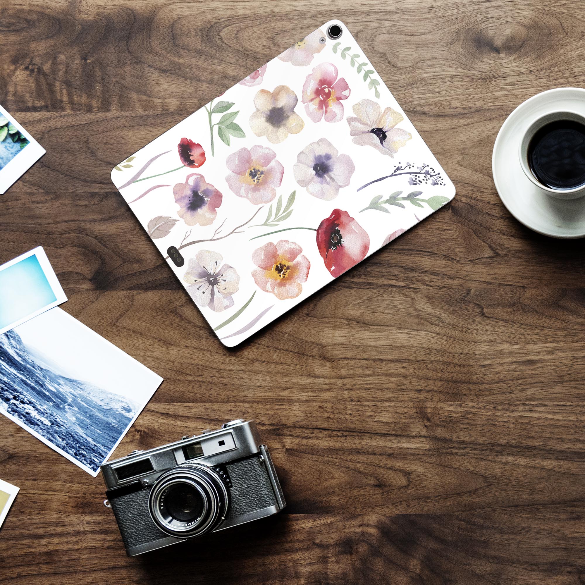 iPad Air13 用 スキンシール アイパッド エア 13インチ 対応 全面スキンシール フル 背面 側面 保護シール 人気 花 花柄 水彩 013493