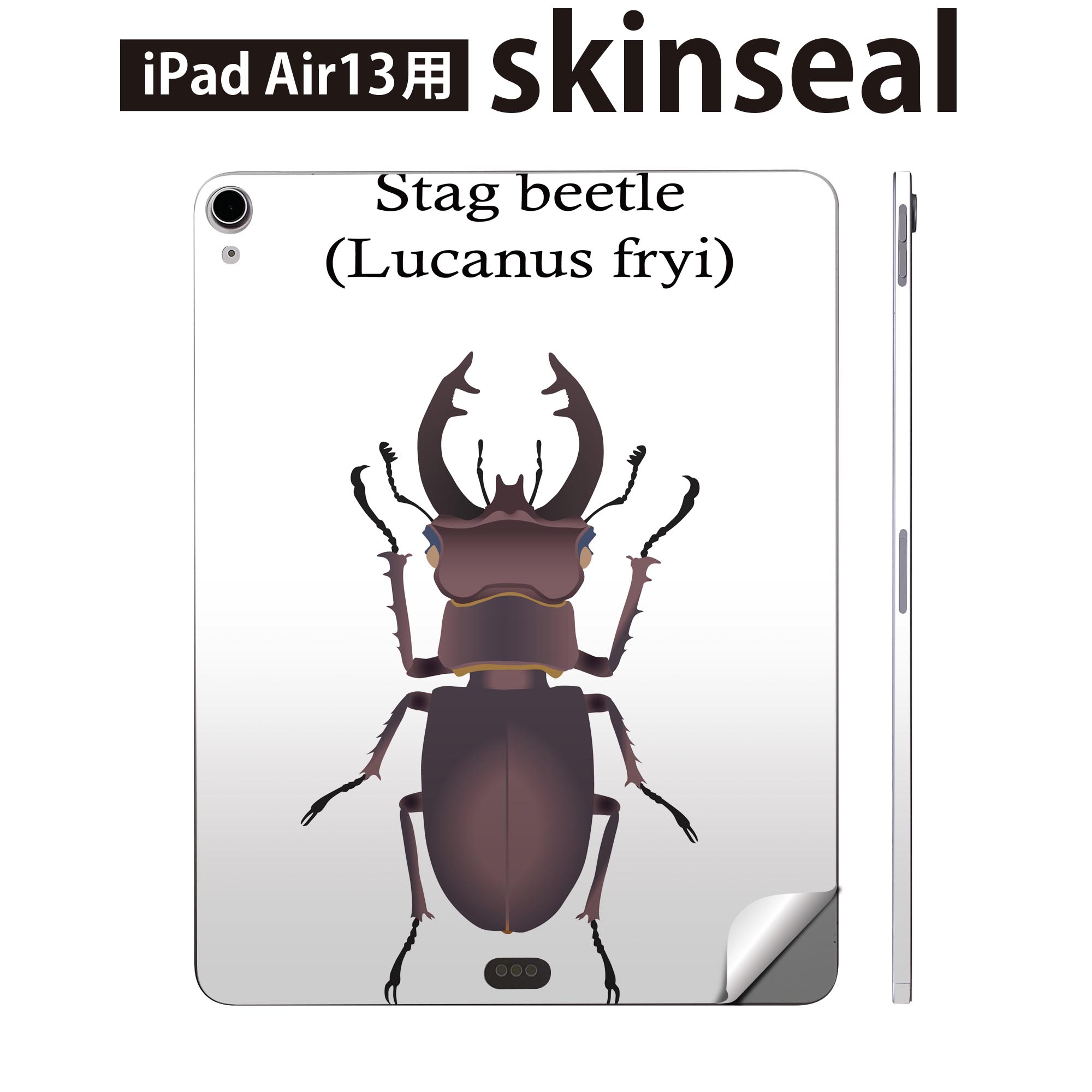 iPad Air13 用 スキンシール アイパッド エア 13インチ 対応 全面スキンシール フル 背面 側面 保護シール 人気 stag beetle クワガタムシ 020007