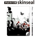 iPad Air13 用 スキンシール アイパッド エア 13インチ 対応 全面スキンシール フル 背面 側面 保護シール 人気 蝶 イラスト 赤 黒 004626