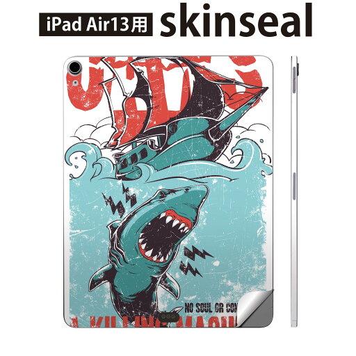 iPad Air13 用 スキンシール アイパッド エア 13インチ 対応 全面スキンシール フル 背面 側面 保護シール 人気 サメ JAWS イラスト 005372 iPad Air13 用 スキンシール アイパッド エア 13インチ 対応 全面スキンシール フル 背面 側面 保護シール 人気 サメ JAWS イラスト 005372