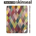 iPad Air13 用 スキンシール アイパッド エア 13インチ 対応 全面スキンシール フル 背面 側面 保護シール 人気 カラフル アーガイル 模様 0...