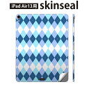iPad Air13 用 スキンシール アイパッド エア 13インチ 対応 全面スキンシール フル 背面 側面 保護シール 人気 チェック 青 ブルー アーガイ...