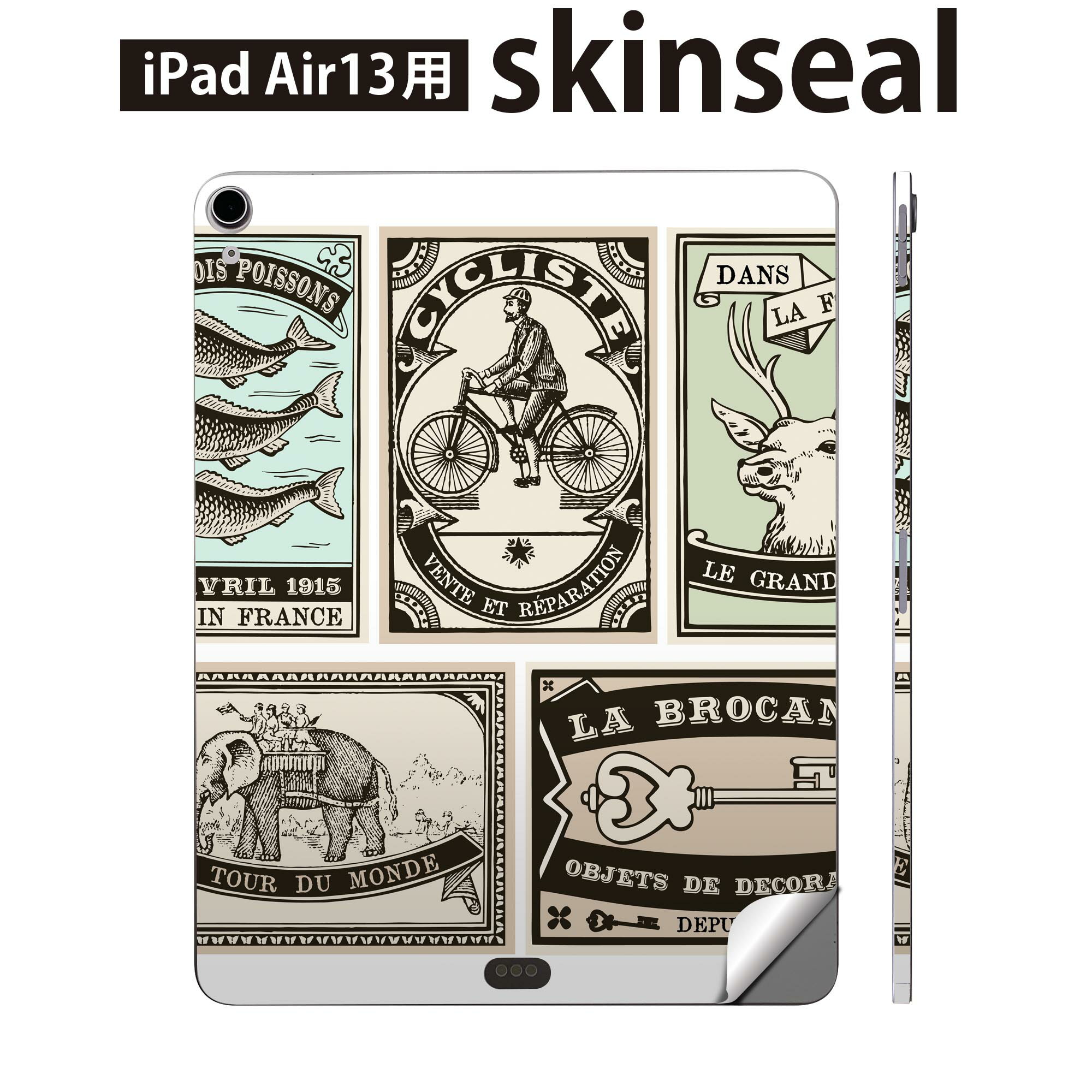 iPad Air13 用 スキンシール アイパッド エア 13インチ 対応 全面スキンシール フル 背面 側面 保護シール 人気 外国 英語 アンティーク 009608