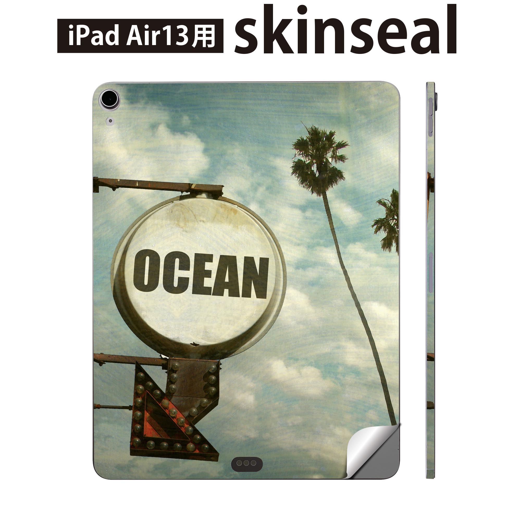 iPad Air13 用 スキンシール アイパッド エア 13インチ 対応 全面スキンシール フル 背面 側面 保護シール 人気 看板 英語 ビンテージ 011169