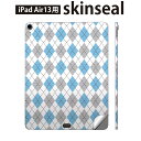 iPad Air13 用 スキンシール アイパッド エア 13インチ 対応 全面スキンシール フル 背面 側面 保護シール 人気 アーガイル柄 模様 水色 01...