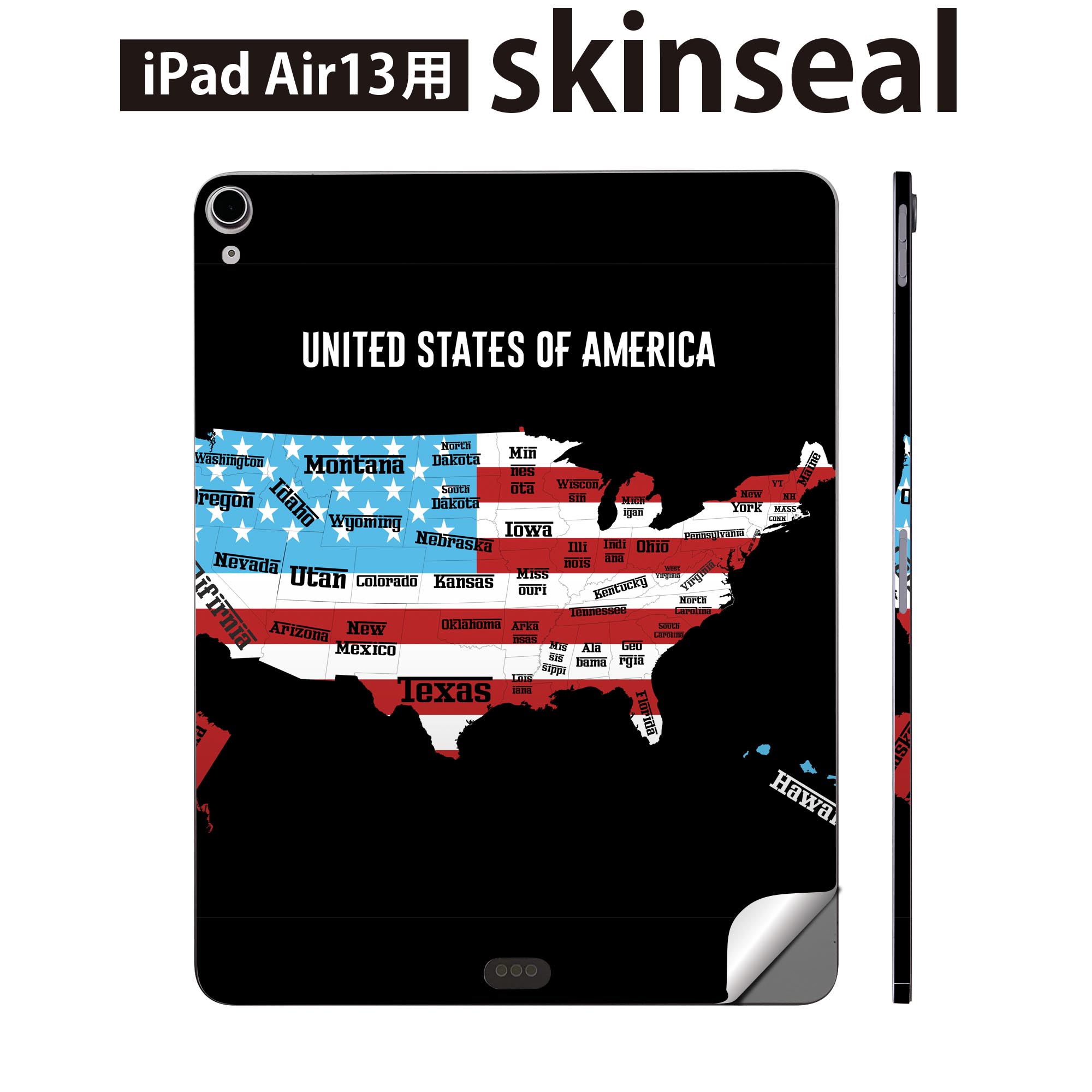 樂天商城 - iPad Air13 用 スキンシール アイパッド エア 13インチ 対応 全面スキンシール フル 背面 側面 保護シール 人気 アメリカ 国旗 地図 014295