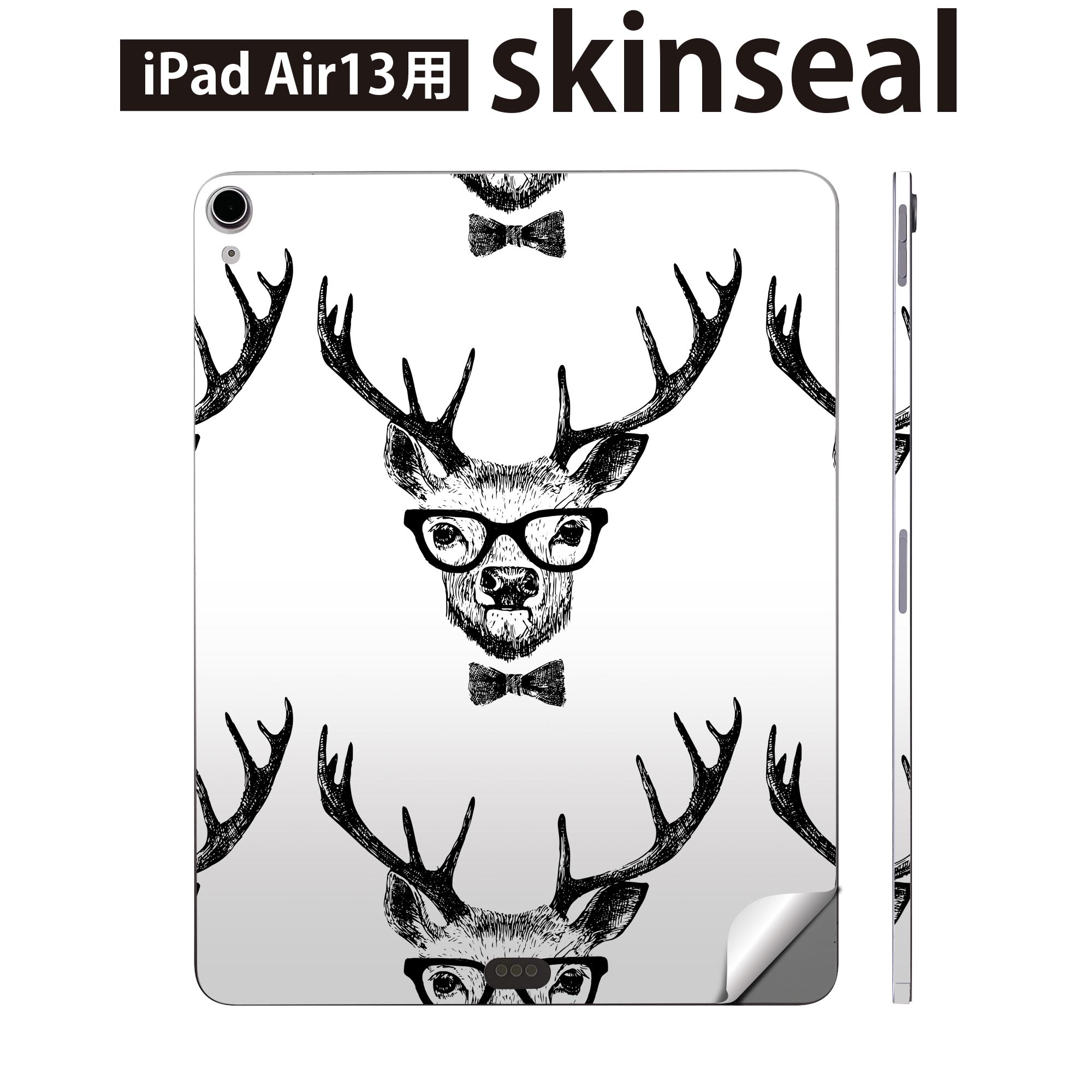 iPad Air13 用 スキンシール アイパッド エア 13インチ 対応 全面スキンシール フル 背面 側面 保護シール 人気 シカ 動物 アニマル 014502