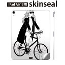 iPad Air13 用 スキンシール アイパッド エア 13インチ 対応 全面スキンシール フル 背面 側面 保護シール 人気 女の子 白黒 自転車 017774