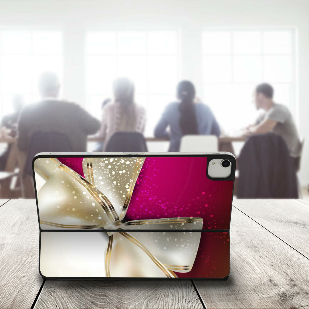 Smart Keyboard Folio 用 スキンシール 11インチ iPad Pro用 第1-4世代 iPad Air 第4-5世代 対応 全面スキンシール フル 前面 背面 保護シール 人気 000228 リボン　ピンク　プレゼント