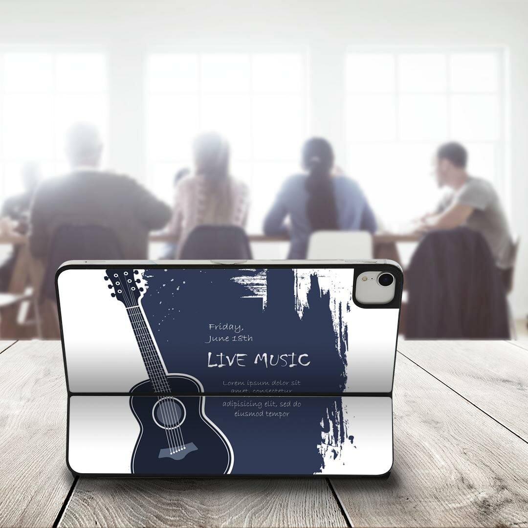 Smart Keyboard Folio 用 スキンシール 11インチ iPad Pro用 第1-4世代 iPad Air 第4-5世代 対応 全面スキンシール フル 前面 背面 保護シール 人気 006261 ギター　英語　文字 3