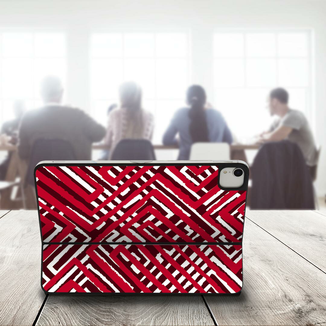 Smart Keyboard Folio 用 スキンシール 11インチ iPad Pro用 第1-4世代 iPad Air 第4-5世代 対応 全面スキンシール フル 前面 背面 保護シール 人気 007881 模様　赤　レッド　迷路