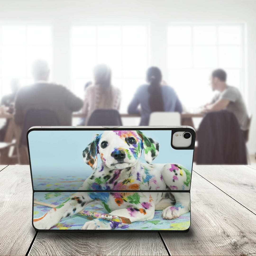 Smart Keyboard Folio 用 スキンシール 11インチ iPad Pro用 第1-4世代 iPad Air 第4-5世代 対応 全面スキンシール フル 前面 背面 保護シール 人気 008181 写真　カラフル　ペンキ　犬　インク