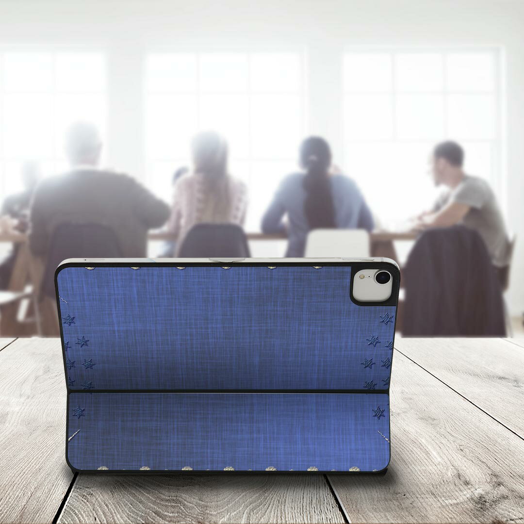 Smart Keyboard Folio 用 スキンシール 11インチ iPad Pro用 第1-4世代 iPad Air 第4-5世代 対応 全面スキンシール フル 前面 背面 保護シール 人気 008326 星　スター　青　ブルー　刺繍