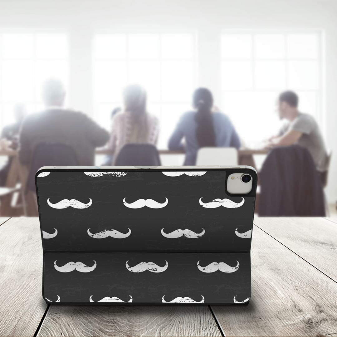 Smart Keyboard Folio 用 スキンシール 11インチ iPad Pro用 第1-4世代 iPad Air 第4-5世代 対応 全面スキンシール フル 前面 背面 保護シール 人気 010430 ひげ　白　黒