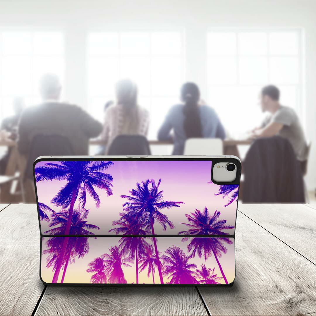 Smart Keyboard Folio 用 スキンシール 11インチ iPad Pro用 第1-4世代 iPad Air 第4-5世代 対応 全面スキンシール フル 前面 背面 保護シール 人気 011305 夏　ヤシの木　夕日