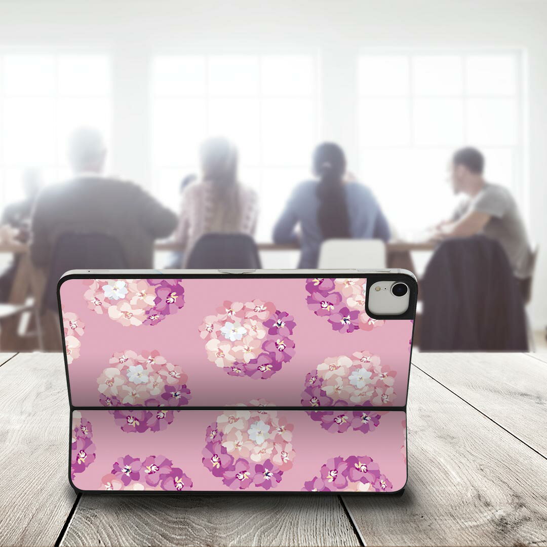 Smart Keyboard Folio 用 スキンシール 11インチ iPad Pro用 第1-4世代 iPad Air 第4-5世代 対応 全面スキンシール フル 前面 背面 保護シール 人気 012658 花　花束　ピンク 3