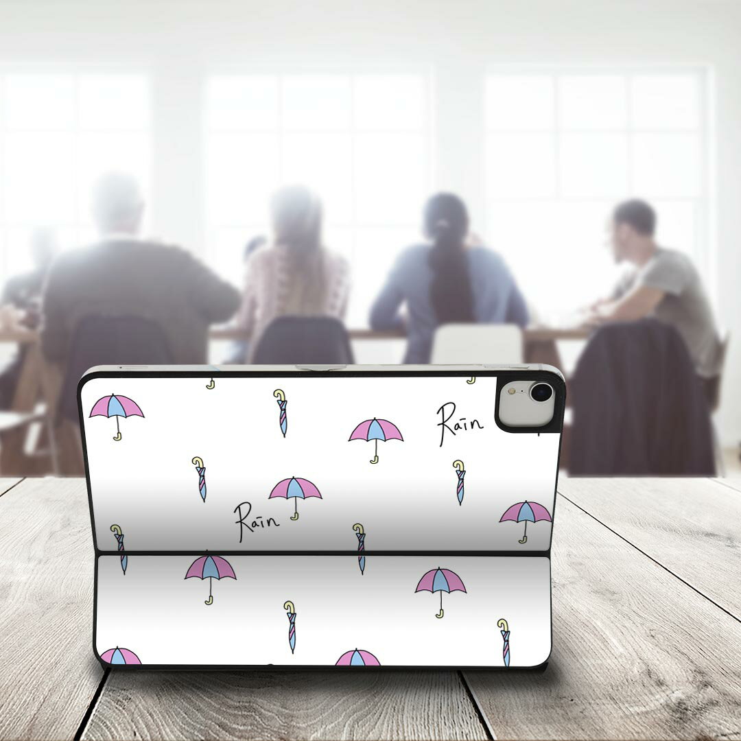 Smart Keyboard Folio 用 スキンシール 11インチ iPad Pro用 第1-4世代 iPad Air 第4-5世代 対応 全面スキンシール フル 前面 背面 保護シール 人気 014049 傘　雨　おしゃれ