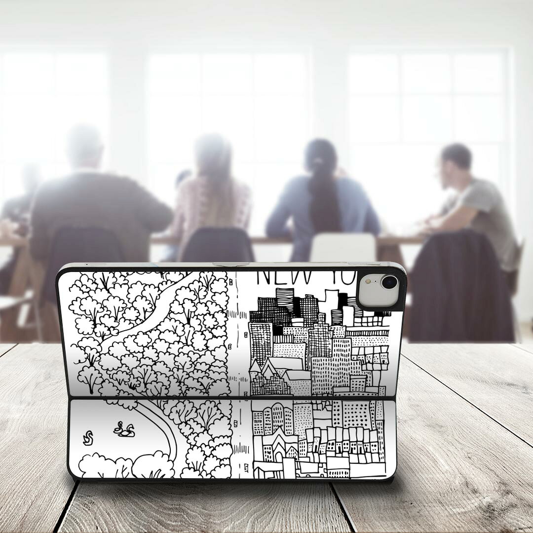 スマコレのSmart Keyboard Folio 用 スキンシール 11インチ iPad Pro用 第1-4世代 iPad Air 第4-5世代 対応 全面スキンシール フル 前面 背面 保護シール 人気 014199 ニューヨーク　風景｜アングル3