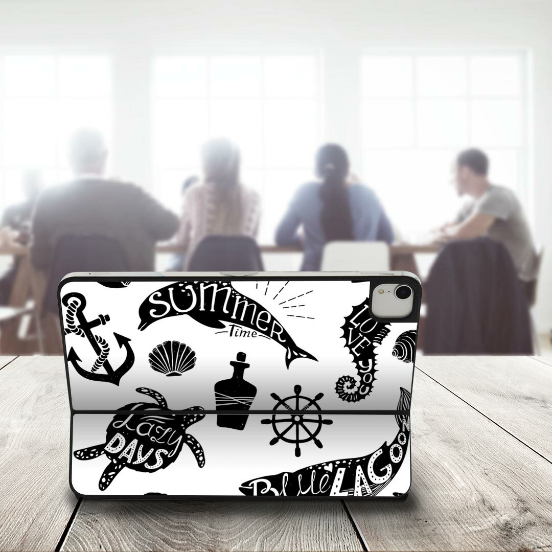 Smart Keyboard Folio 用 スキンシール 11インチ iPad Pro用 第1-4世代 iPad Air 第4-5世代 対応 全面スキンシール フル 前面 背面 保護シール 人気 014257 海　生き物　貝殻