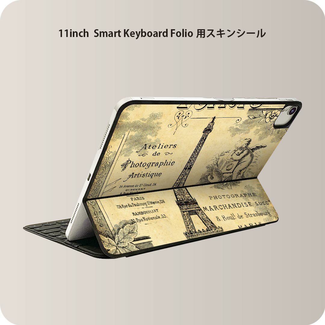 Smart Keyboard Folio 用 スキンシール 11インチ iPad Pro用 第1-4世代 iPad Air 第4-5世代 対応 全面スキンシール フル 前面 背面 保護シール 人気 002670 外国　文字　レトロ