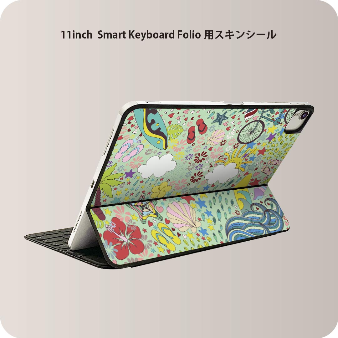 Smart Keyboard Folio 用 スキンシール 11インチ iPad Pro用 第1-4世代 iPad Air 第4-5世代 対応 全面スキンシール フル 前面 背面 保護シール 人気 003432 海 イラスト カラフル