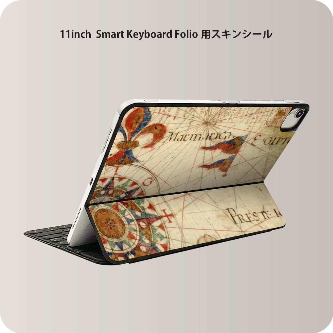 Smart Keyboard Folio 用 スキンシール 11インチ iPad Pro用 第1-4世代 iPad Air 第4-5世代 対応 全面スキンシール フル 前面 背面 保護シール 人気 006022 地図　英語　世界