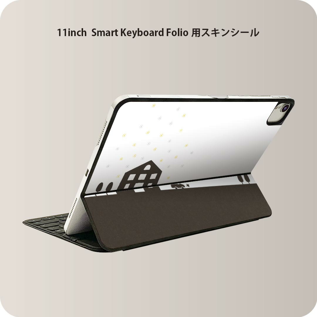 Smart Keyboard Folio 用 スキンシール 11インチ iPad Pro用 第1-4世代 iPad Air 第4-5世代 対応 全面スキンシール フル 前面 背面 保護シール 人気 006082 イラスト　車　建物
