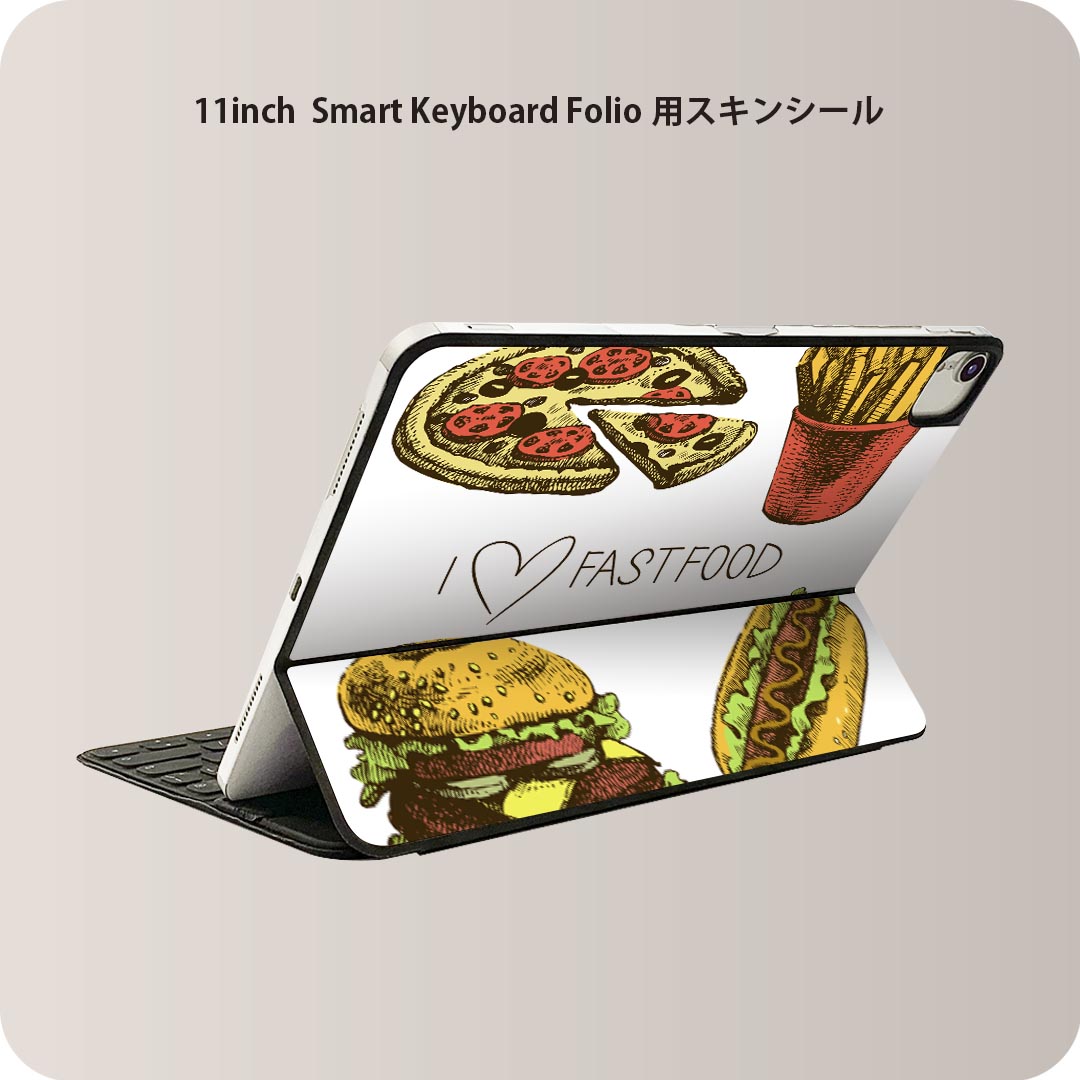 Smart Keyboard Folio 用 スキンシール 11インチ iPad Pro用 第1-4世代 iPad Air 第4-5世代 対応 全面スキンシール フル 前面 背面 保護シール 人気 007469 フード　食べ物　イラスト　ピザ