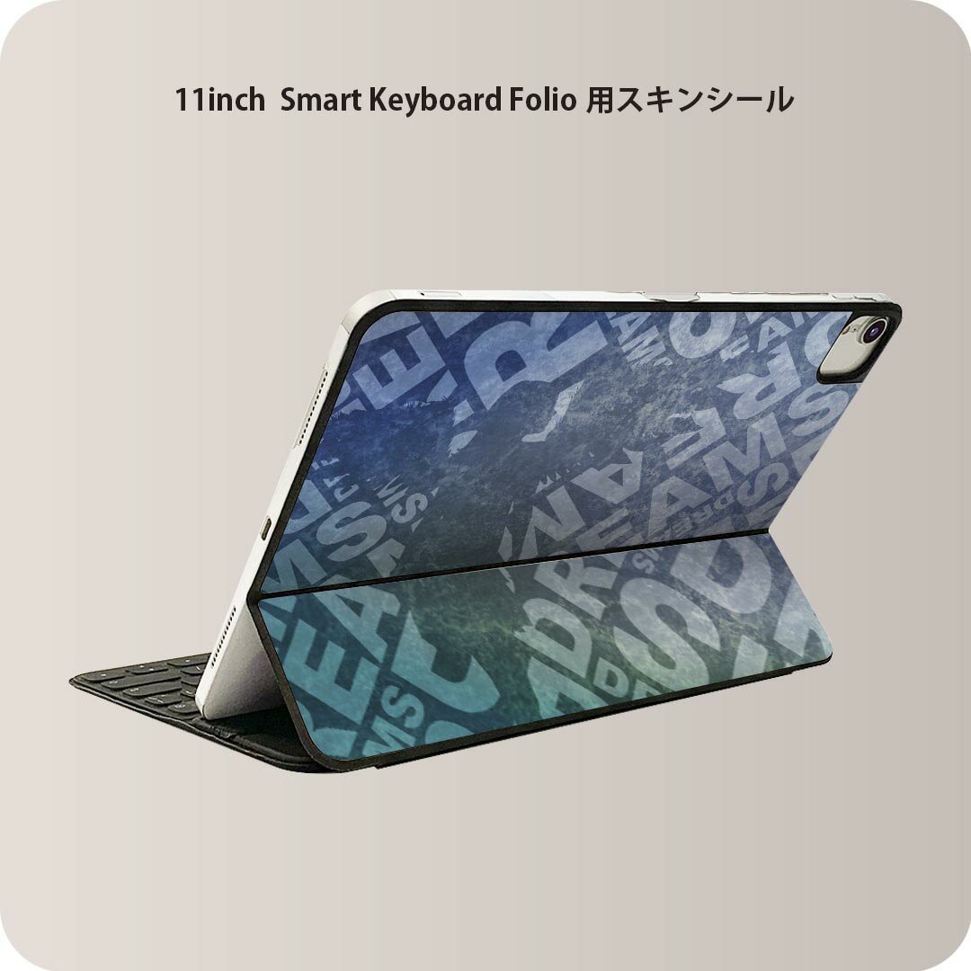 Smart Keyboard Folio 用 スキンシール 11インチ iPad Pro用 第1-4世代 iPad Air 第4-5世代 対応 全面スキンシール フル 前面 背面 保護シール 人気 007684 英語　文字　天使　ブルー　青