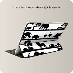 Smart Keyboard Folio 用 スキンシール 11インチ iPad Pro用 第1-4世代 iPad Air 第4-5世代 対応 全面スキンシール フル 前面 背面 保護シール 人気 009600 動物　サファリ　モノクロ