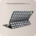 Smart Keyboard Folio 用 スキンシール 11インチ iPad Pro用 第1-4世代 iPad Air 第4-5世代 対応 全面スキンシール フル 前面 背面 保護シール 人気 012408 チェック 白黒 モノトーン