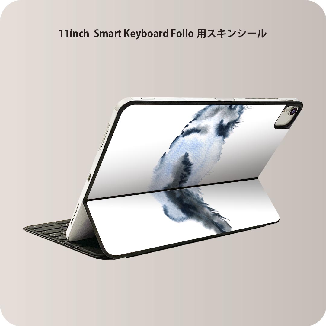 Smart Keyboard Folio 用 スキンシール 11インチ iPad Pro用 第1-4世代 iPad Air 第4-5世代 対応 全面スキンシール フル 前面 背面 保護シール 人気 014787 猫　後ろ姿　動物
