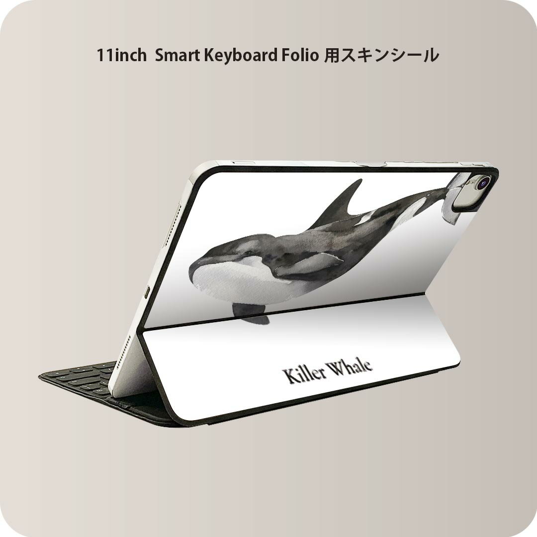 Smart Keyboard Folio 用 スキンシール 11インチ iPad Pro用 第1-4世代 iPad Air 第4-5世代 対応 全面スキンシール フル 前面 背面 保護シール 人気 019743 デザイン 海の生物 シャチ killer whale