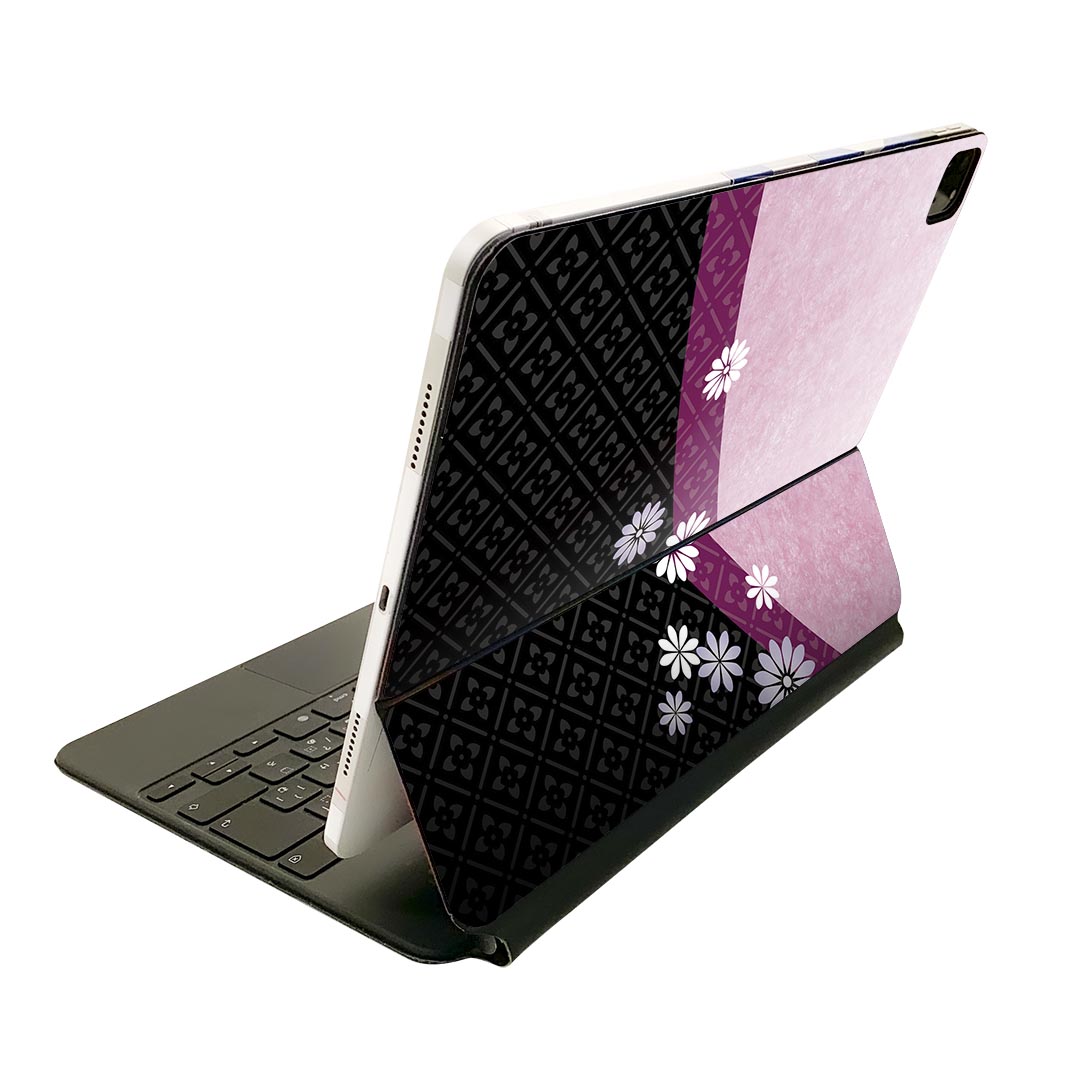 Magic Keyboard 12.9インチ iPad Pro(第4世代、第5世代、第6世代)対応 apple アップル アイパッド 全面スキンシール フル 前面 背面 保護シール 人気 蓮 和柄 ピンク 000050