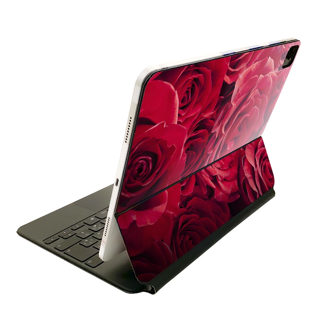 Magic Keyboard 用 スキンシール 11インチ iPad Pro用 第1-4世代 iPad Air 第4-5世代 対応 全面スキンシール フル 前面 背面 保護シール 人気 000124 バラ　赤　花束