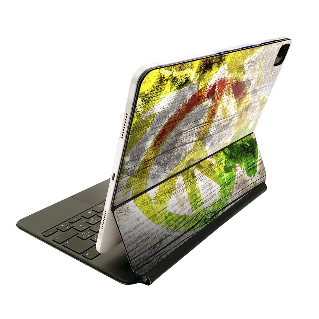 Magic Keyboard 用 スキンシール 11インチ iPad Pro用 第1-4世代 iPad Air 第4-5世代 対応 全面スキンシール フル 前面 背面 保護シール 人気 000144 レゲエ　ラスタカラー　ピース