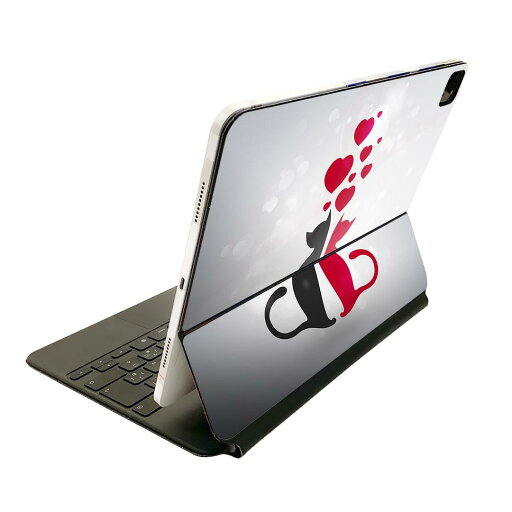 Magic Keyboard 用 スキンシール 11インチ iPad Pro用 第1-4世代 iPad Air 第4-5世代 対応 全面スキンシール フル 前面 背面 保護シール 人気 000254 猫 ハート イラスト Magic Keyboard 用 スキンシール 11インチ iPad Pro用 第1-4世代 iPad Air 第4-5世代 対応 全面スキンシール フル 前面 背面 保護シール 人気 000254 猫 ハート イラスト