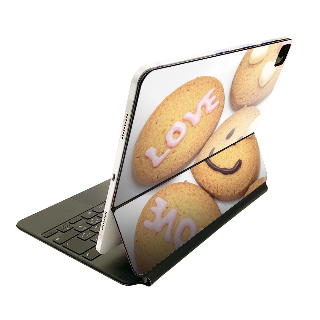 Magic Keyboard 用 スキンシール 11インチ iPad Pro用 第1-4世代 iPad Air 第4-5世代 対応 全面スキンシール フル 前面 背面 保護シール 人気 000294 ラブ　LOVE　クッキー　食べ物